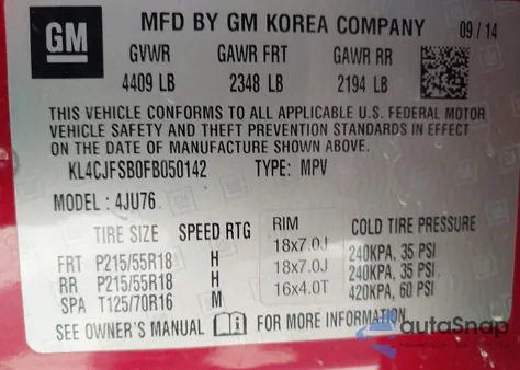 2015 Buick Encore Convenience z USA, uszkodzony, nr VIN KL4CJFSB0FB050142